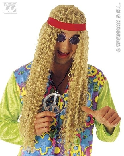 Feestbazaar Hippie pruik met hoofdband