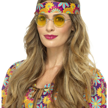 Feestbazaar Hippiebril geel