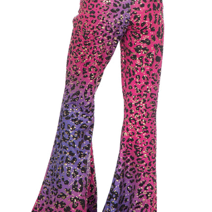 Feestbazaar Hippiebroek Kind Panter Sparkle paars/roze