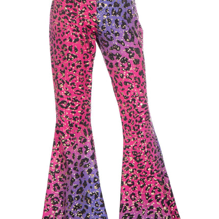 Feestbazaar Hippiebroek Kind Panter Sparkle paars/roze