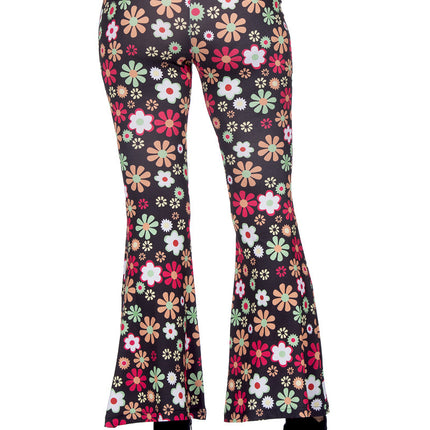 Feestbazaar Hippiebroek Zwart met Kleurrijke Bloemen Dames