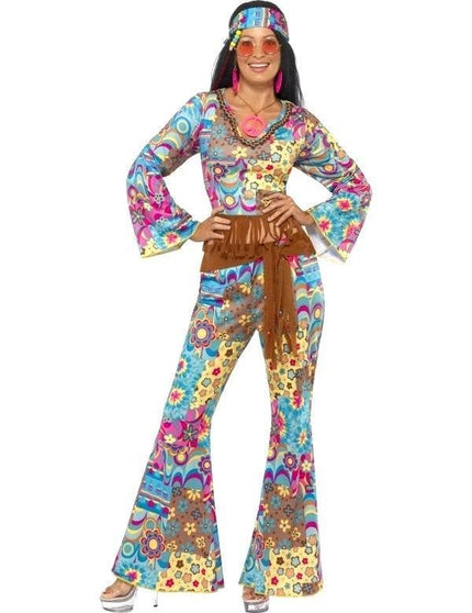 Feestbazaar Hippy flower power kostuum vrouw