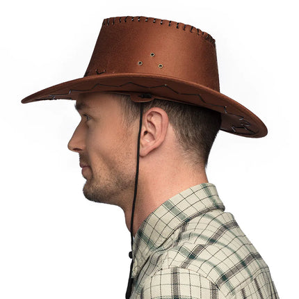 Feestbazaar Hoed Cowboy Elroy bruin lederlook