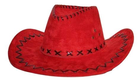Feestbazaar Hoed Cowboy suede rood