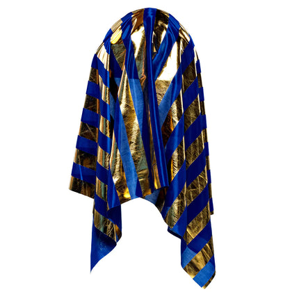 Feestbazaar Hoed Farao Blauw/Goud Lang