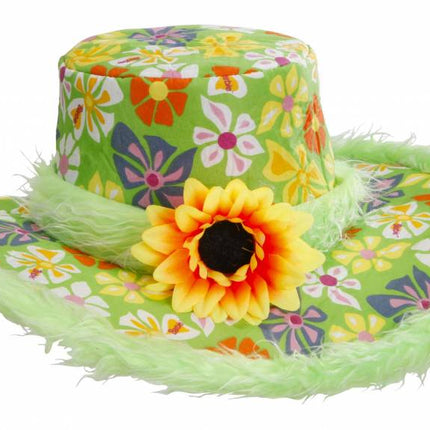 Feestbazaar Hoed Ibiza met zonnebloem groen
