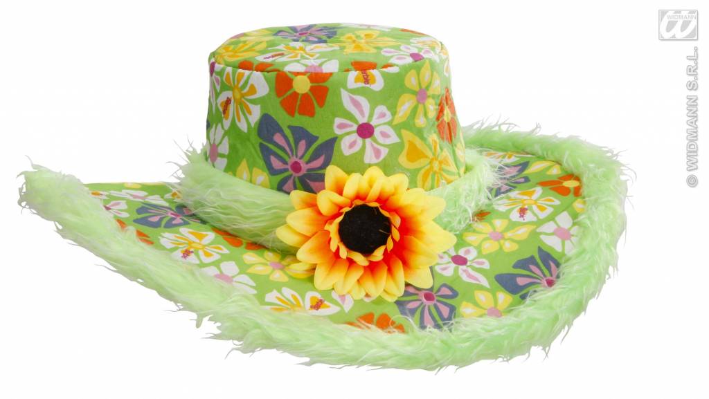 Feestbazaar Hoed Ibiza met zonnebloem groen