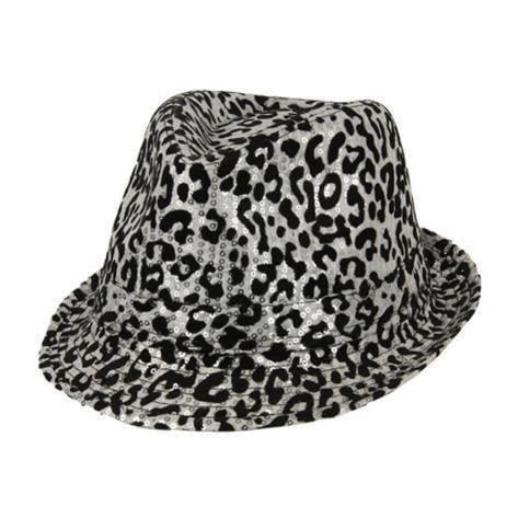 Feestbazaar Hoed paillette print zilver