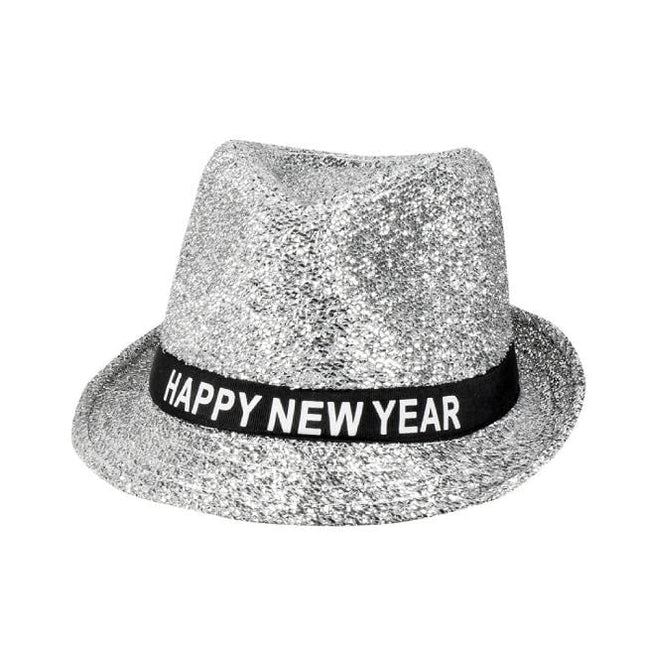 Feestbazaar Hoed Sparkling Zilver 'Happy New Year'