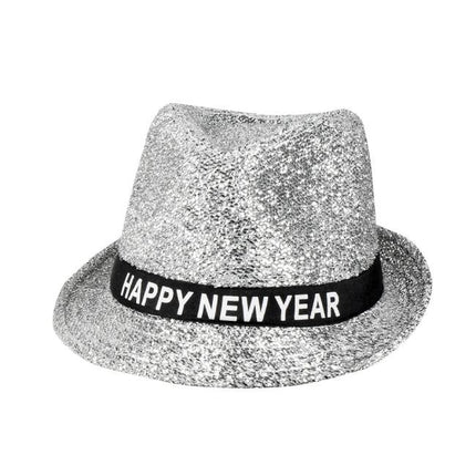 Feestbazaar Hoed Sparkling Zilver 'Happy New Year'