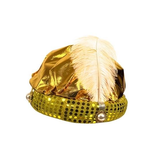 Feestbazaar Hoed Sultan goud + pluim