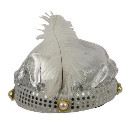 Feestbazaar Hoed Sultan zilver + pluim