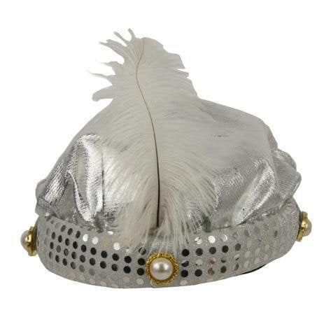 Feestbazaar Hoed Sultan zilver + pluim