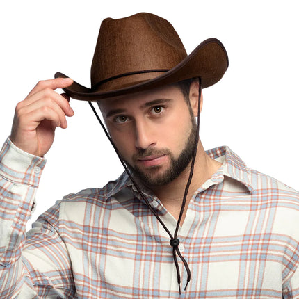 Feestbazaar Hoed vilt Cowboy bruin