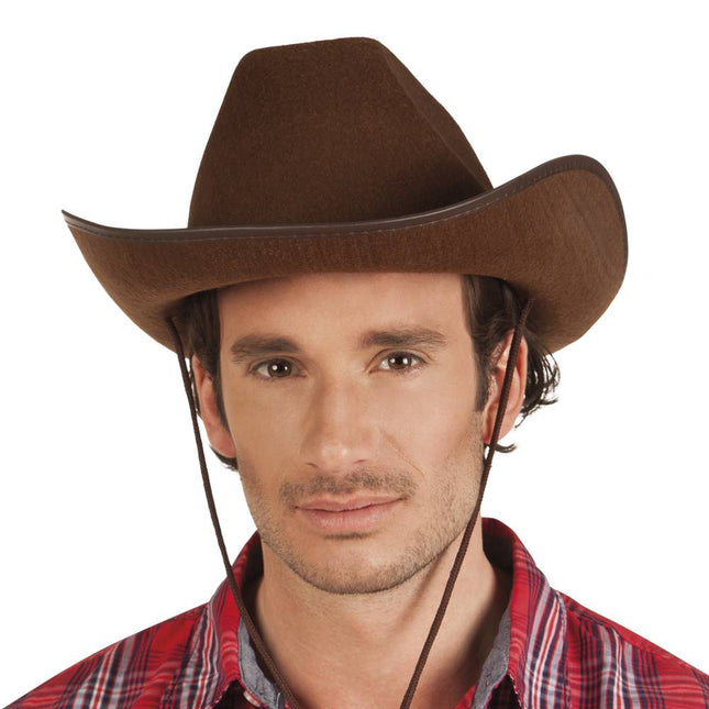 Feestbazaar Hoed vilt Cowboy bruin