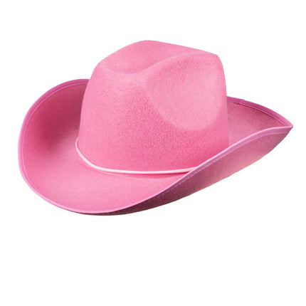 Feestbazaar Hoed vilt Cowboy roze