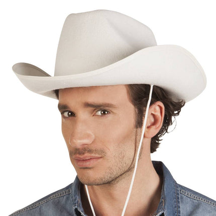 Feestbazaar Hoed vilt Cowboy wit