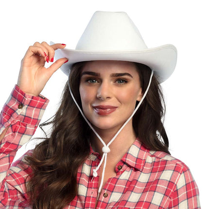 Feestbazaar Hoed vilt Cowboy wit