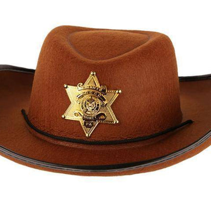 Feestbazaar Hoed vilt Sheriff bruin junior 55 cm