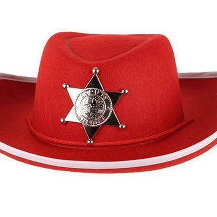 Feestbazaar Hoed Vilt Sheriff rood junior 55 cm