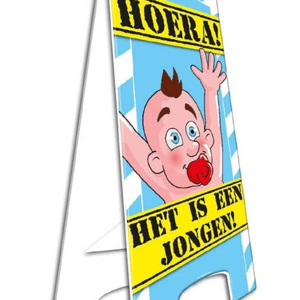 Feestbazaar Hoera het is een jongen waarschuwingsbord