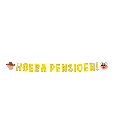 Feestbazaar Hoera Pensioen Letterslinger Geel Cartoon