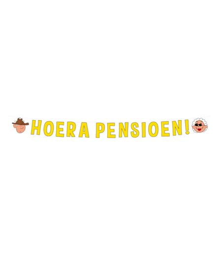 Feestbazaar Hoera Pensioen Letterslinger Geel Cartoon