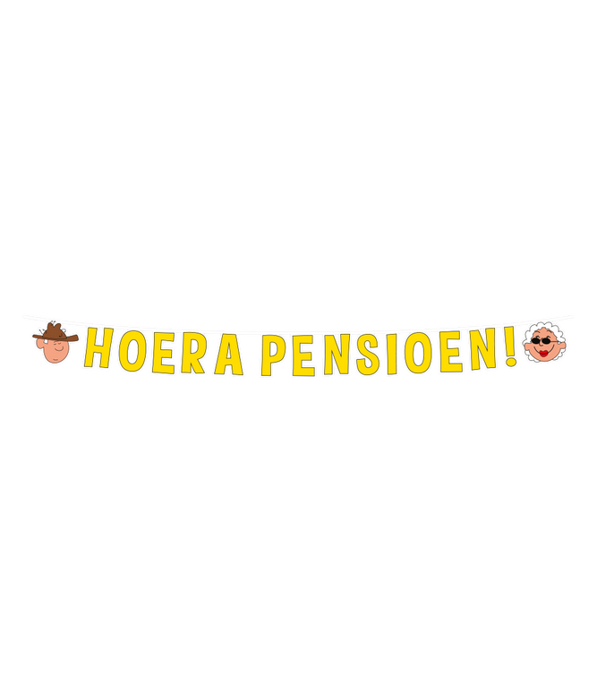 Feestbazaar Hoera Pensioen Letterslinger Geel Cartoon