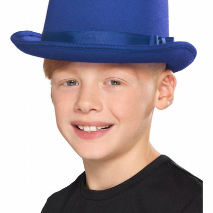 Feestbazaar Hoge hoed blauw kind