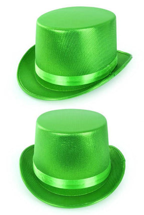 Feestbazaar Hoge hoed metallic groen