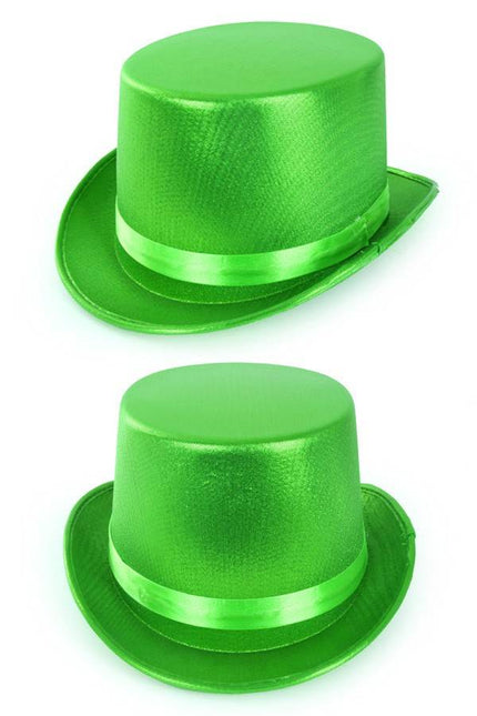 Feestbazaar Hoge hoed metallic groen