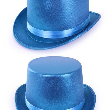 Feestbazaar Hoge hoed metallic turquoise