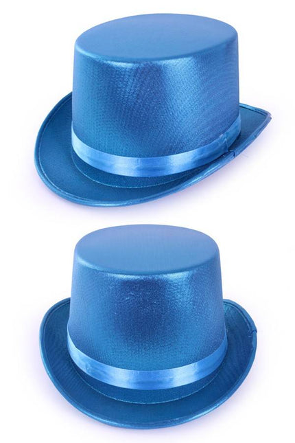 Feestbazaar Hoge hoed metallic turquoise