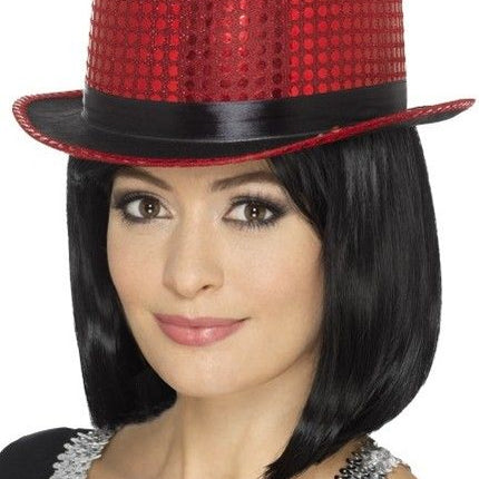 Feestbazaar Hoge Hoed pailletten rood