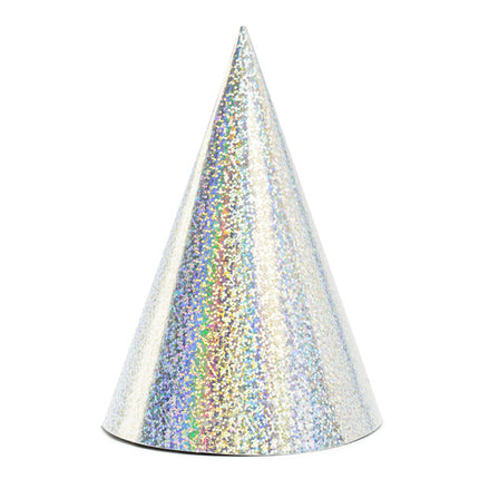 Feestbazaar Holografische Feesthoedjes Zilver - 6 Stuks
