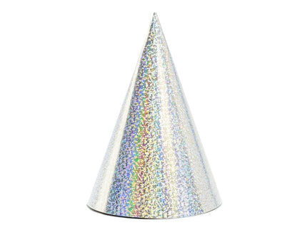 Feestbazaar Holografische Feesthoedjes Zilver - 6 Stuks