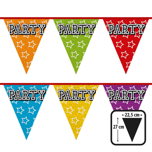 Feestbazaar Holografische Vlaggelijn 'Party' (8m)