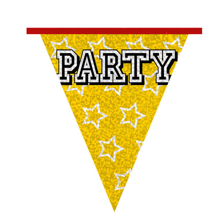 Feestbazaar Holografische Vlaggelijn 'Party' (8m)