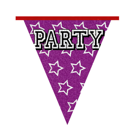 Feestbazaar Holografische Vlaggelijn 'Party' (8m)