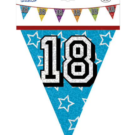 Feestbazaar Holografische vlaggenlijn '18' (8 m)