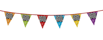 Feestbazaar Holografische vlaggenlijn '50' (8 m)