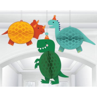 Feestbazaar Honeycomb Hangdecoratie Dinosaurus Dino-Mite (3st)