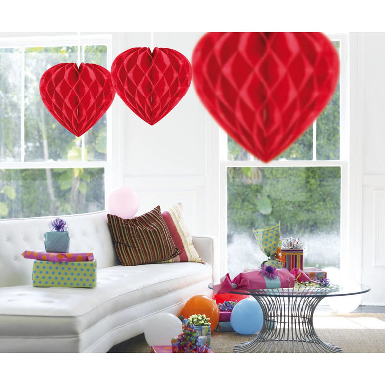 Feestbazaar Honeycomb Hart Rood - 30cm