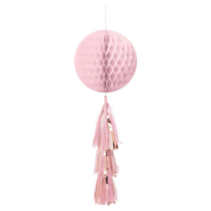 Feestbazaar Honeycomb Lichtroze Bol Met Tassel (70cm)