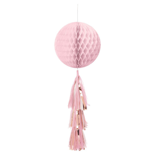 Feestbazaar Honeycomb Lichtroze Bol Met Tassel (70cm)