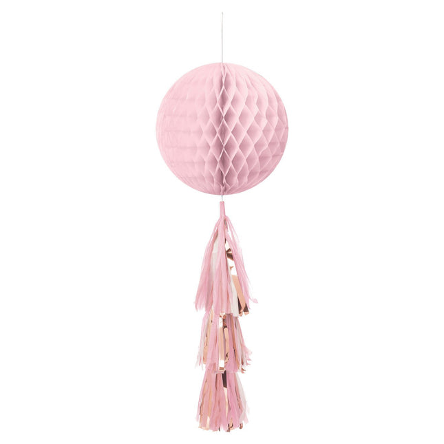 Feestbazaar Honeycomb Lichtroze Bol Met Tassel (70cm)