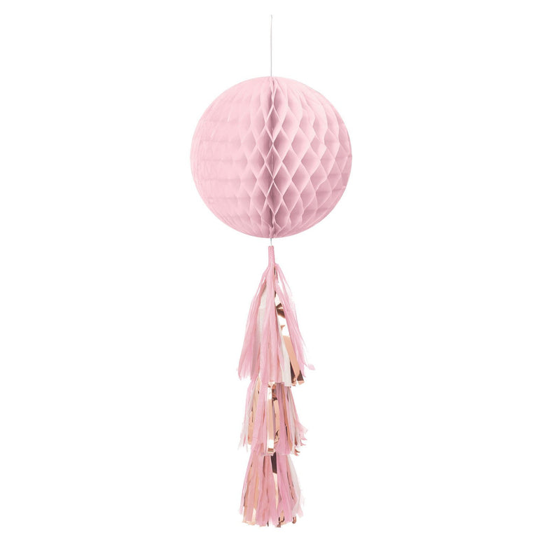 Feestbazaar Honeycomb Lichtroze Bol Met Tassel (70cm)