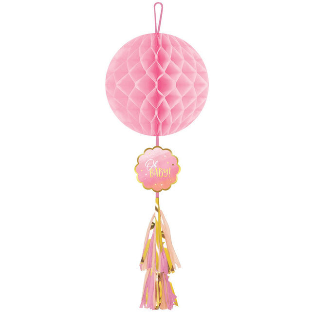 Feestbazaar Honeycomb 'Oh Baby' Roze Geboorte