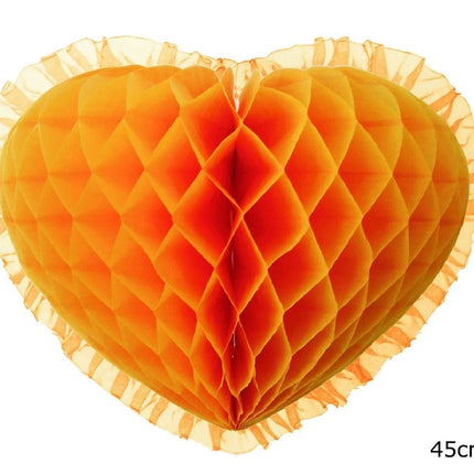 Feestbazaar Honeycomb oranje hart (45cm)