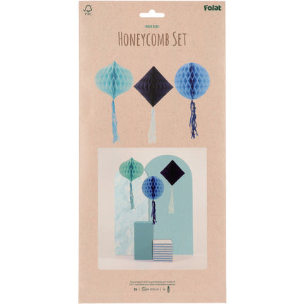 Feestbazaar Honeycomb Set Bold Blue 3-Delig